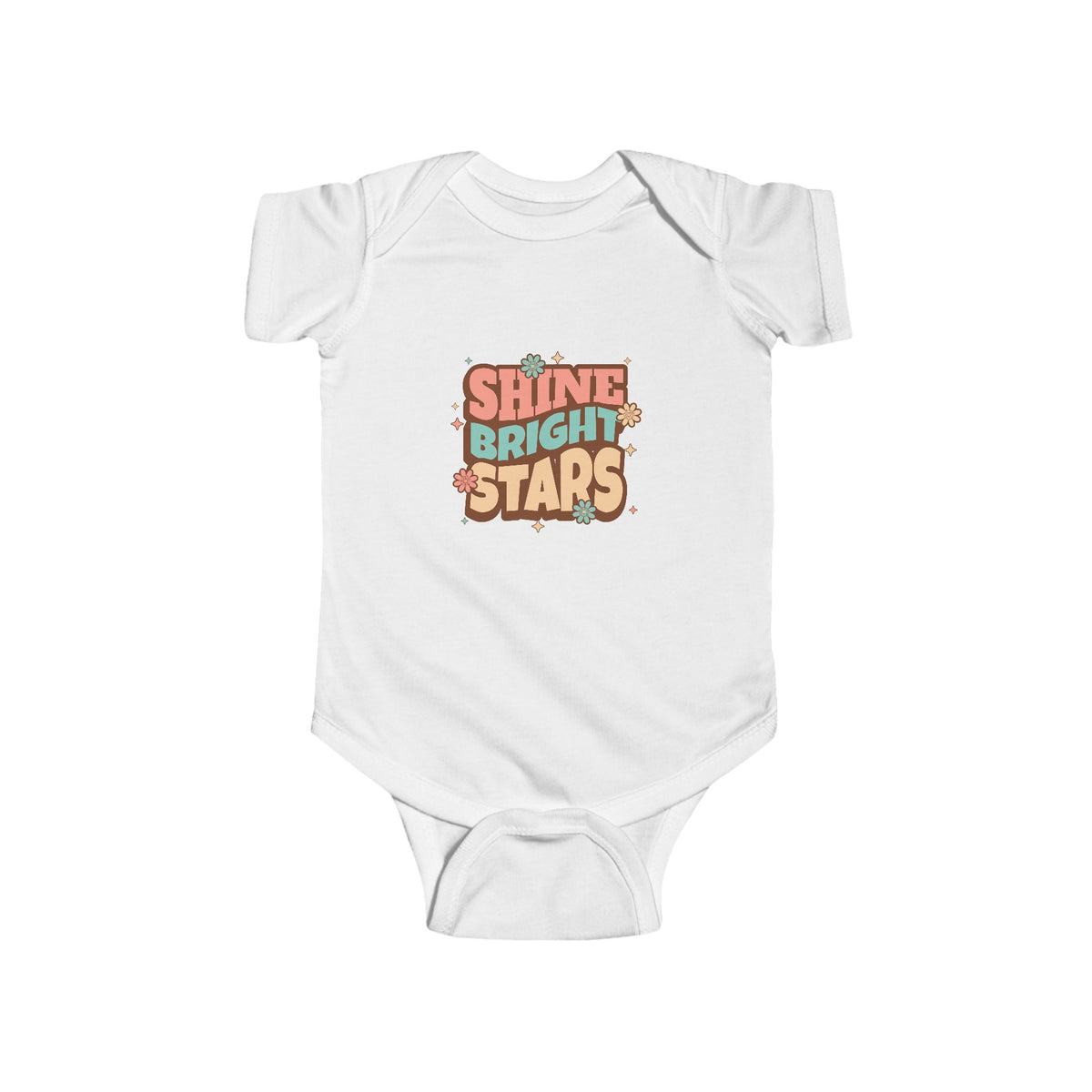 CIASARA Baby Bodysuit Infant Bodysuit Shine Bright Stars Retro Graphic Infant One-Piece Snap Suit Baby Gift UK