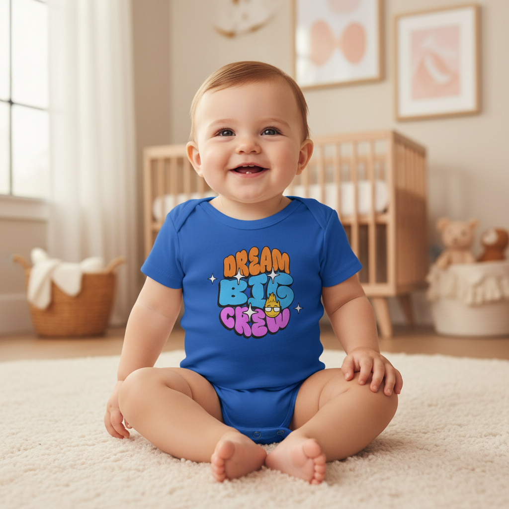 CIASARA Baby Bodysuit Dream Big Crew Infant Bodysuit - Cute Retro Graphic Baby Infant One-Piece Snap Suit Baby Gift UK