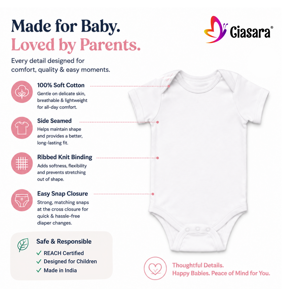 CIASARA Baby Bodysuit Let's Roam All Day Baby Bodysuit Cute Tiger Infant One-Piece Snap Suit Baby Gift UK