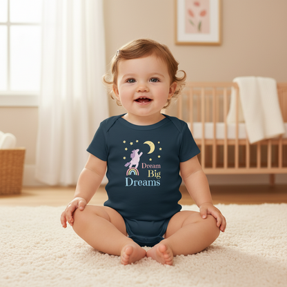 CIASARA Baby Bodysuit Dream Big Dreams Unicorn Baby Bodysuit Rainbow Infant One-Piece Snap Suit Baby Gift UK