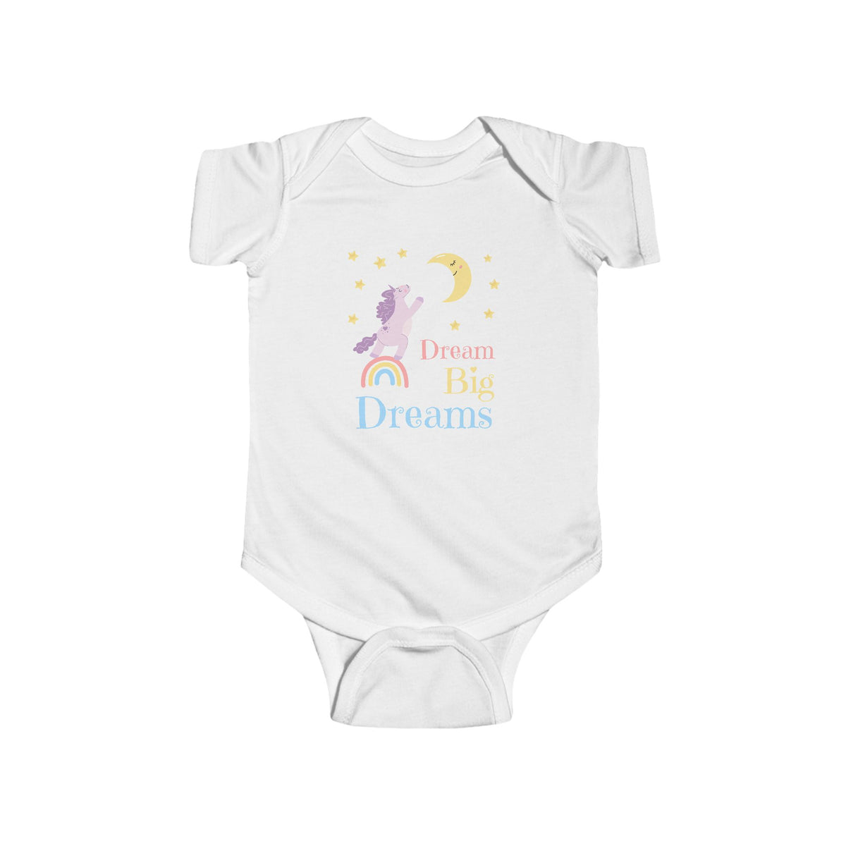 CIASARA Baby Bodysuit Dream Big Dreams Unicorn Baby Bodysuit Rainbow Infant One-Piece Snap Suit Baby Gift UK