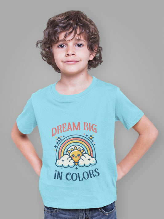 CIASARA Dream Big in Colors T boys graphic T-shirt – front view, kids cotton tee ages 2–13
