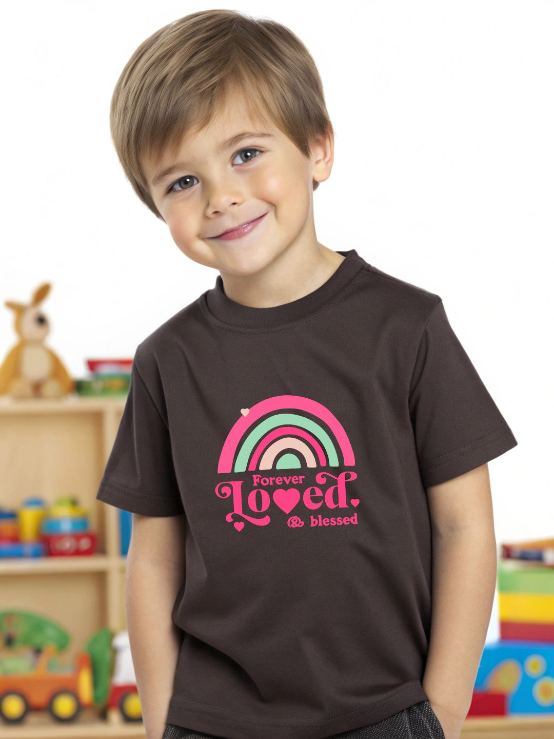 CIASARA Forever Loved & Blessed T boys graphic T-shirt – detail view, kids cotton tee ages 2–13