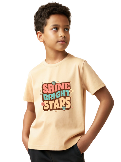 CIASARA Shine Bright Stars T boys graphic T-shirt – flat lay, kids cotton tee ages 2–13