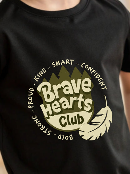 CIASARA Kids T-Shirt Brave Hearts Club Kids Graphic Tee UK