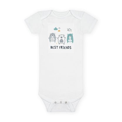CIASARA Best Friends Baby One-Piece Snap Suit Bear Trio Kids Graphic Tee UK