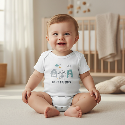 CIASARA Best Friends Baby One-Piece Snap Suit Bear Trio Kids Graphic Tee UK