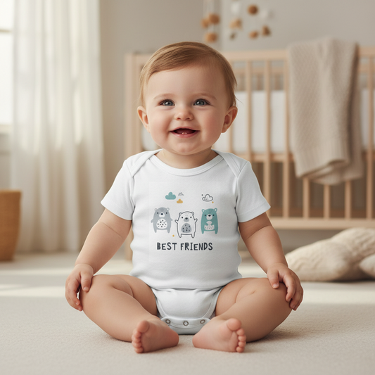 CIASARA Best Friends Baby One-Piece Snap Suit Bear Trio Kids Graphic Tee UK
