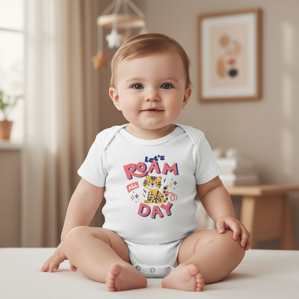CIASARA Baby Bodysuit Let's Roam All Day Baby Bodysuit Cute Tiger Infant One-Piece Snap Suit Baby Gift UK