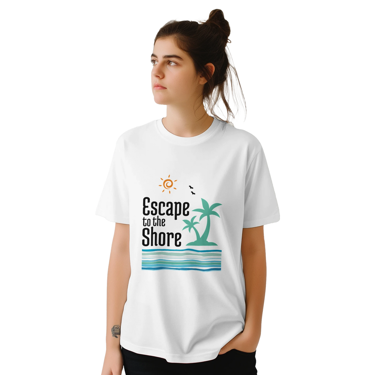 CIASARA Escape to the Shore Beach Graphic T-Shirt Women's Graphic Tee UK