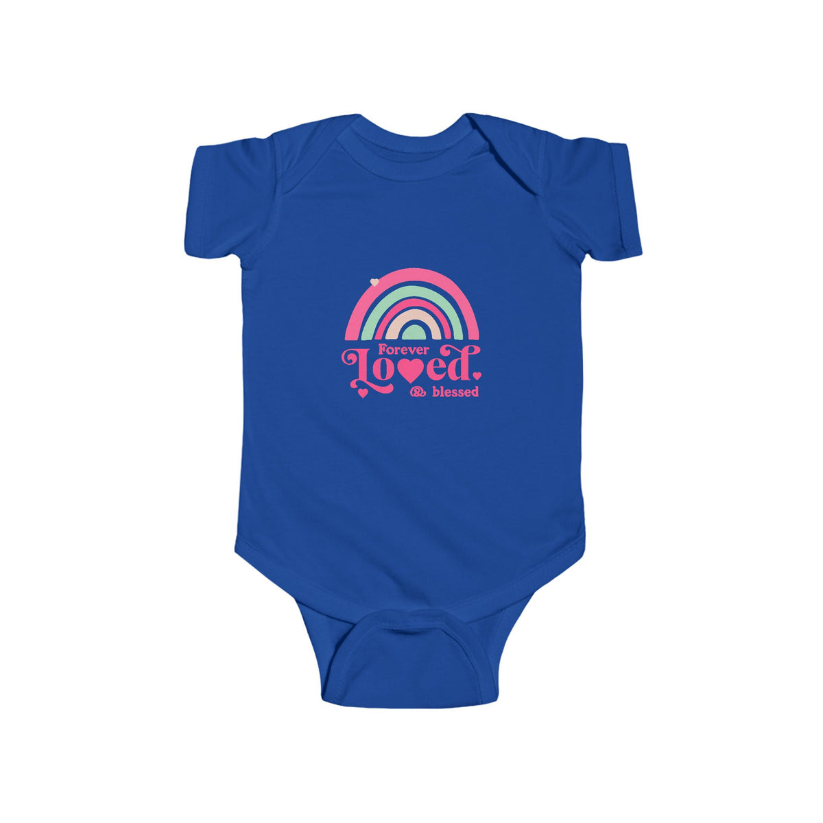 CIASARA Baby Bodysuit Infant Bodysuit Forever Loved & Blessed Pink Rainbow Infant One-Piece Snap Suit Baby Gift UK