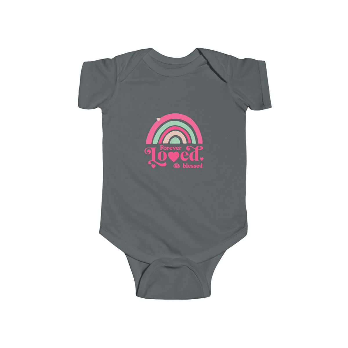 CIASARA Baby Bodysuit Infant Bodysuit Forever Loved & Blessed Pink Rainbow Infant One-Piece Snap Suit Baby Gift UK