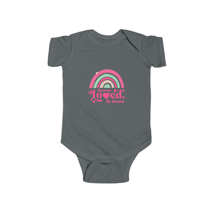 CIASARA Baby Bodysuit Infant Bodysuit Forever Loved & Blessed Pink Rainbow Infant One-Piece Snap Suit Baby Gift UK
