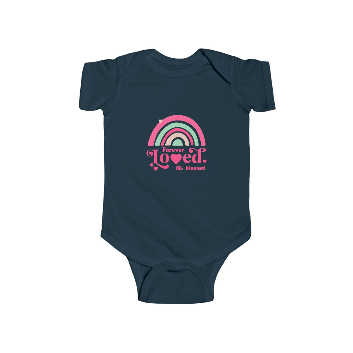 CIASARA Baby Bodysuit Infant Bodysuit Forever Loved & Blessed Pink Rainbow Infant One-Piece Snap Suit Baby Gift UK