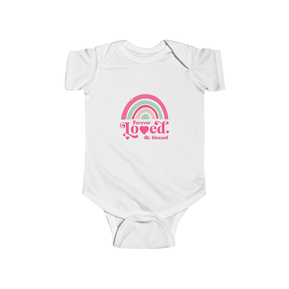 CIASARA Baby Bodysuit Infant Bodysuit Forever Loved & Blessed Pink Rainbow Infant One-Piece Snap Suit Baby Gift UK