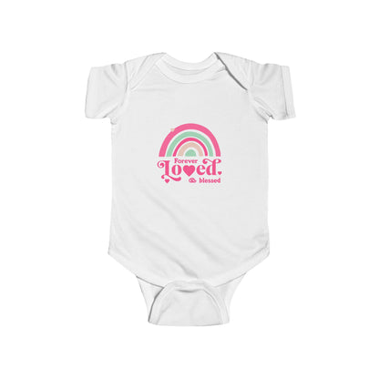 CIASARA Baby Bodysuit Infant Bodysuit Forever Loved & Blessed Pink Rainbow Infant One-Piece Snap Suit Baby Gift UK