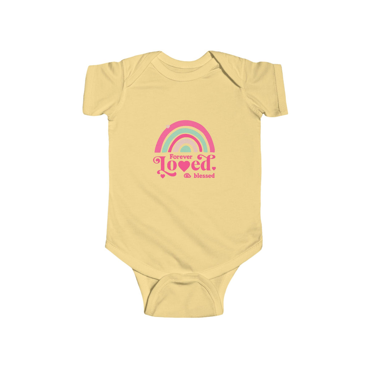 CIASARA Baby Bodysuit Infant Bodysuit Forever Loved & Blessed Pink Rainbow Infant One-Piece Snap Suit Baby Gift UK
