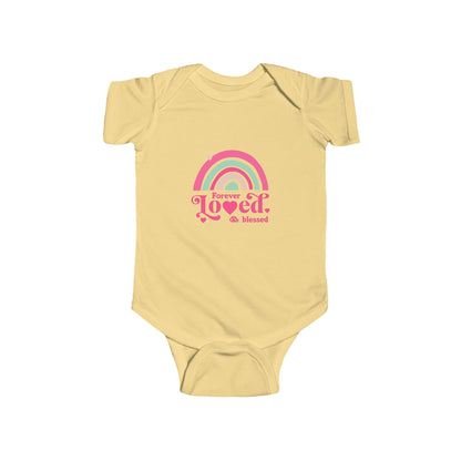 CIASARA Baby Bodysuit Infant Bodysuit Forever Loved & Blessed Pink Rainbow Infant One-Piece Snap Suit Baby Gift UK