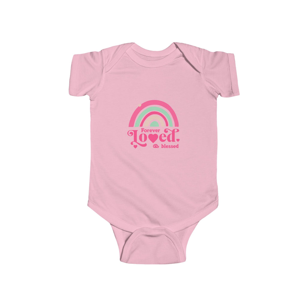 CIASARA Baby Bodysuit Infant Bodysuit Forever Loved & Blessed Pink Rainbow Infant One-Piece Snap Suit Baby Gift UK