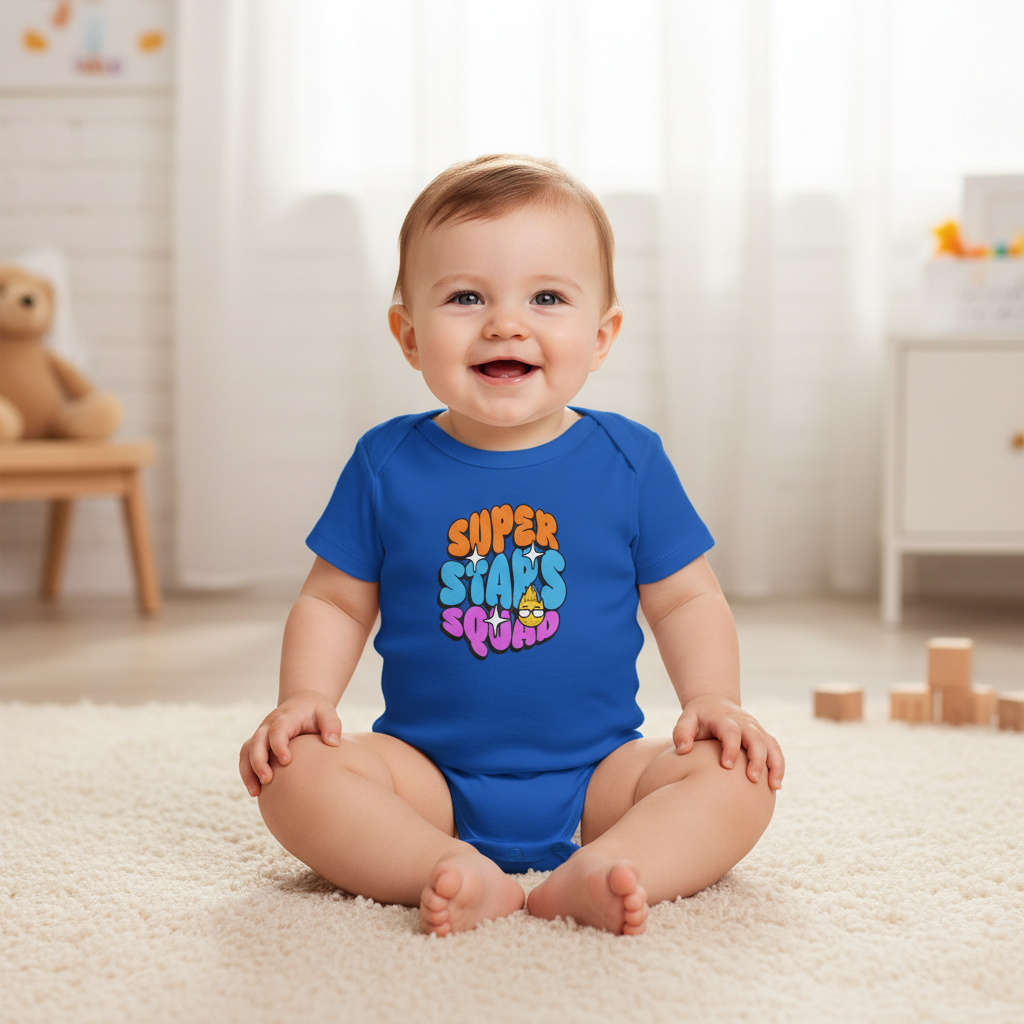 CIASARA Baby Bodysuit Infant Bodysuit Super Stars Squad Retro Graphic Baby Infant One-Piece Snap Suit Baby Gift UK