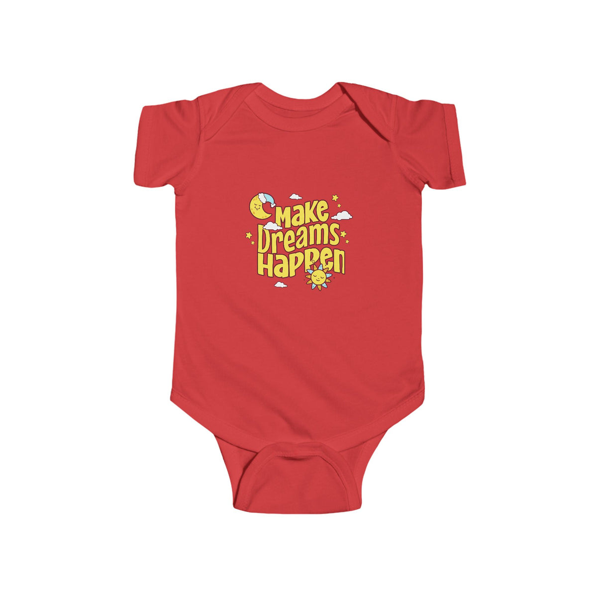 CIASARA Baby Bodysuit Infant Bodysuit Make Dreams Happen Yellow Retro Graphic Infant One-Piece Snap Suit Baby Gift UK