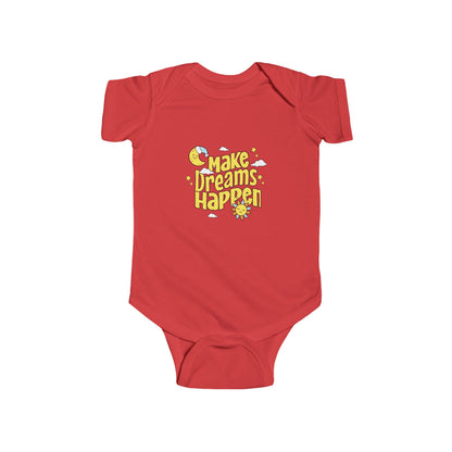 CIASARA Baby Bodysuit Infant Bodysuit Make Dreams Happen Yellow Retro Graphic Infant One-Piece Snap Suit Baby Gift UK