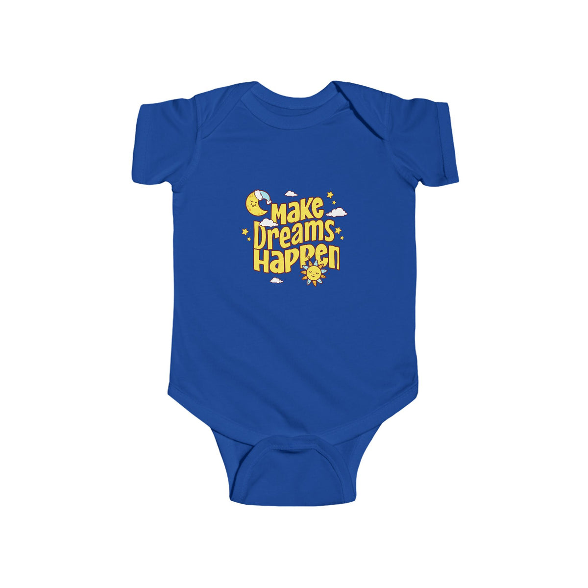 CIASARA Baby Bodysuit Infant Bodysuit Make Dreams Happen Yellow Retro Graphic Infant One-Piece Snap Suit Baby Gift UK
