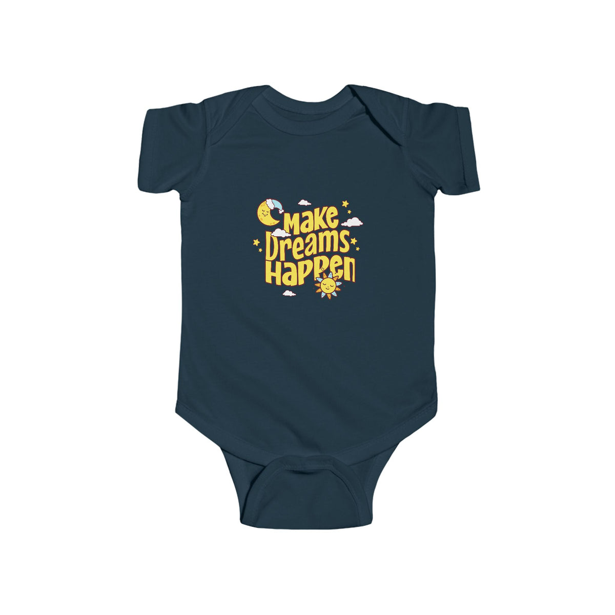 CIASARA Baby Bodysuit Infant Bodysuit Make Dreams Happen Yellow Retro Graphic Infant One-Piece Snap Suit Baby Gift UK