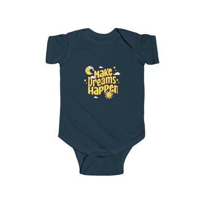 CIASARA Baby Bodysuit Infant Bodysuit Make Dreams Happen Yellow Retro Graphic Infant One-Piece Snap Suit Baby Gift UK
