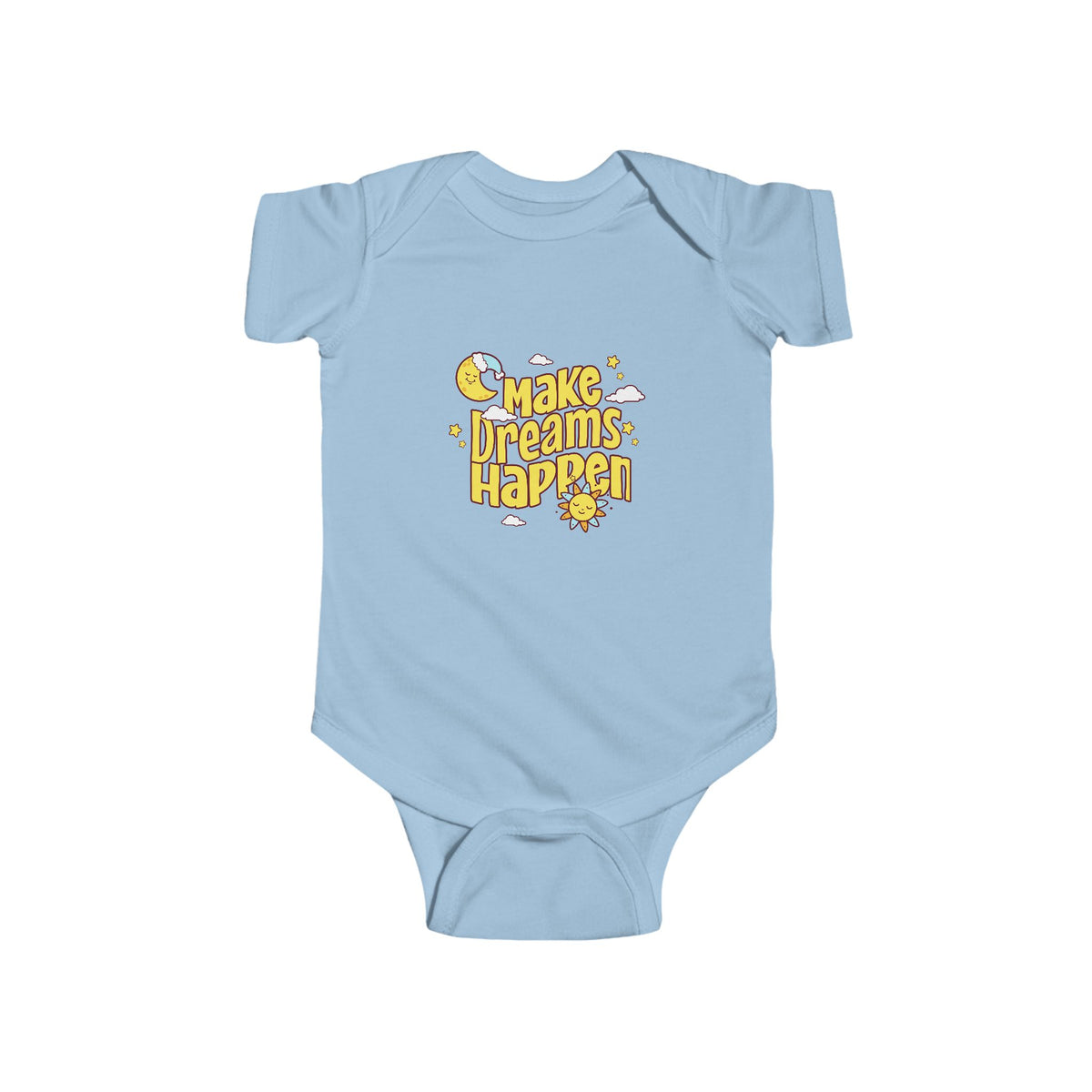 CIASARA Baby Bodysuit Infant Bodysuit Make Dreams Happen Yellow Retro Graphic Infant One-Piece Snap Suit Baby Gift UK