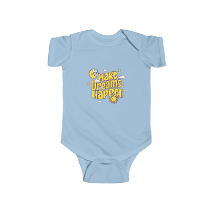 CIASARA Baby Bodysuit Infant Bodysuit Make Dreams Happen Yellow Retro Graphic Infant One-Piece Snap Suit Baby Gift UK