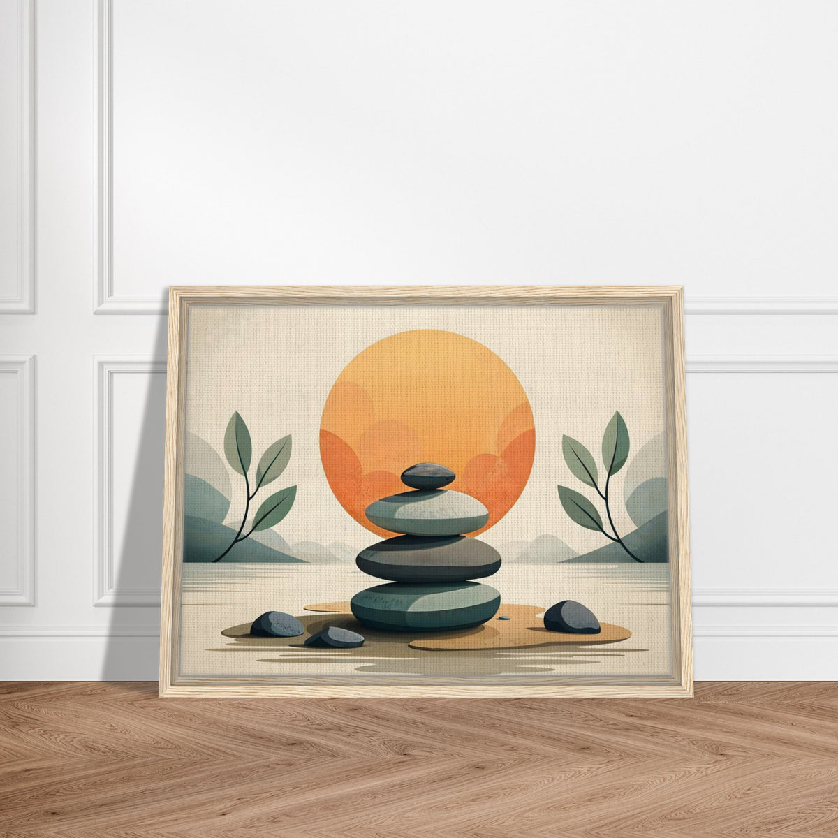 Balanced Horizon framed canvas wall art in natural wood frame – Horizontal orientation. Shop Wall arts and Canvas Prints, Canvas Frames online at CIASARA