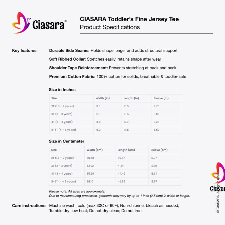 CIASARA toddler kids shirt in soft cotton jersey with durable seams and ribbed collar let's roam all day shirt