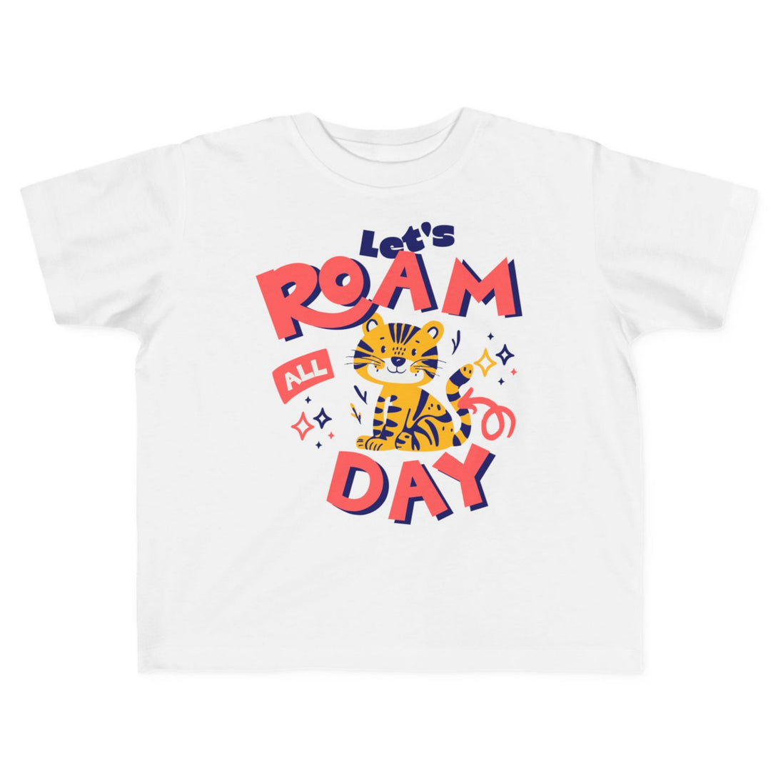 CIASARA kids white let's roam all day shirt with cartoon tiger graphic