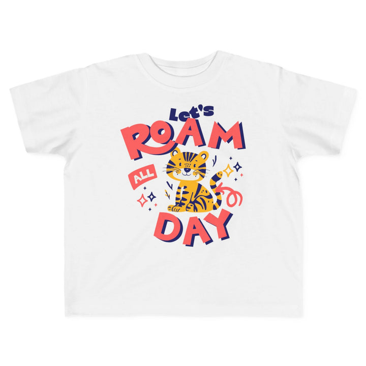 CIASARA kids white let's roam all day shirt with cartoon tiger graphic