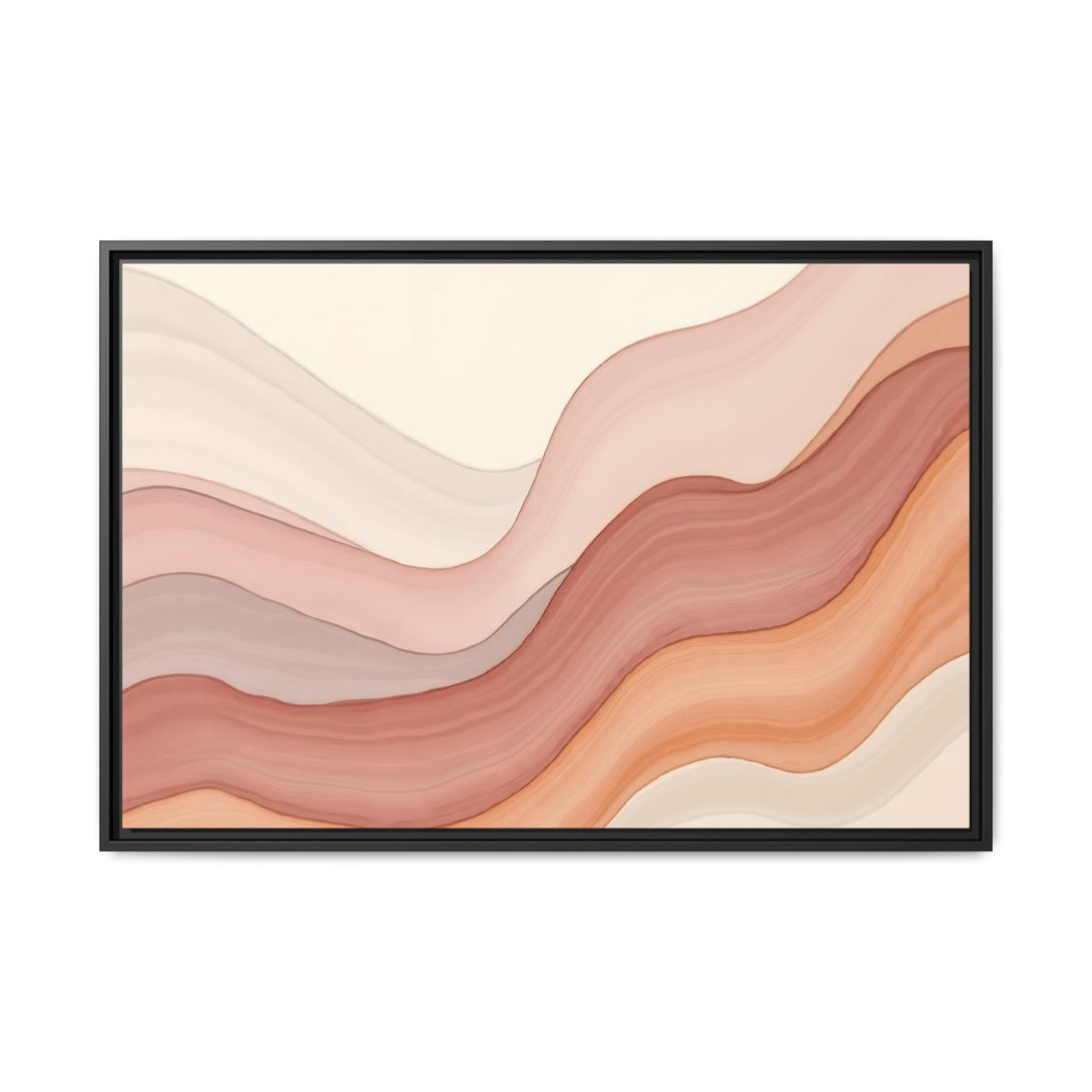 CIASARA modern framed wall art canvas with abstract wavy lines in soft earth tones