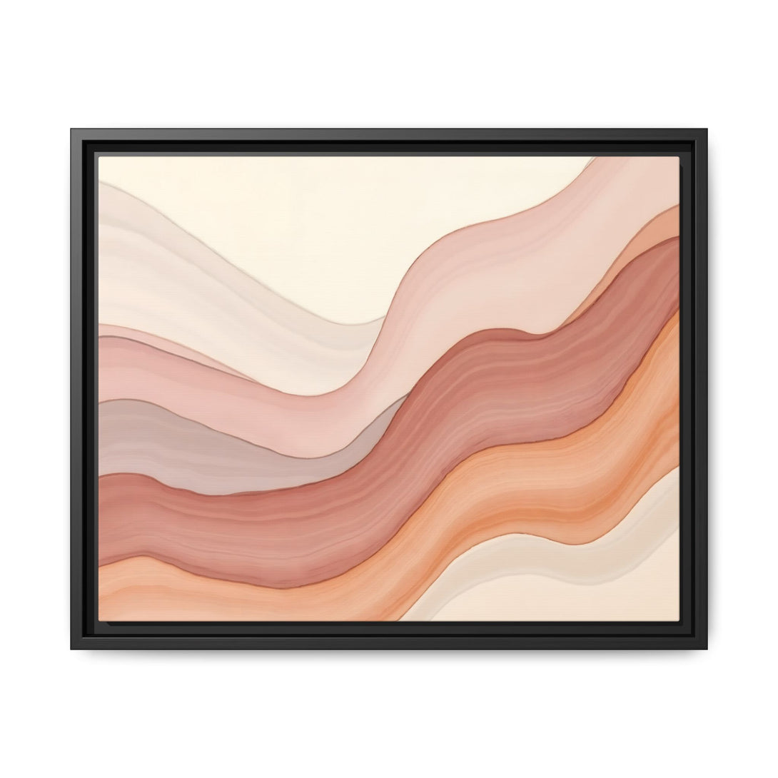 CIASARA modern framed wall art canvas with abstract wavy lines in soft earthy tones and black frame