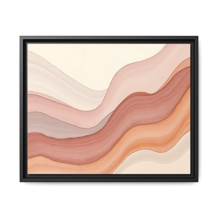 CIASARA modern framed wall art canvas with abstract wavy lines in soft earthy tones and black frame