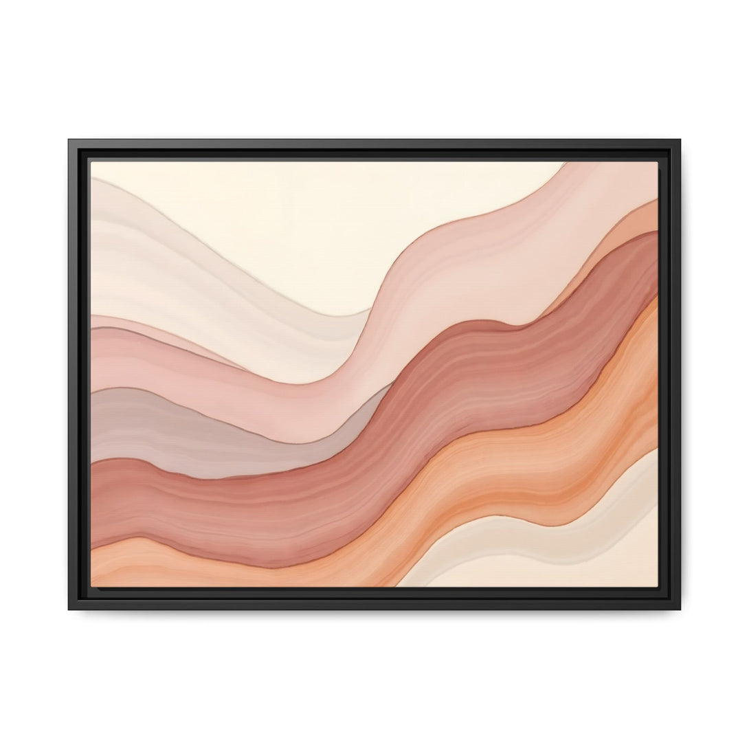 CIASARA modern framed wall art canvas featuring abstract wavy stripes in beige, pink, and brown tones