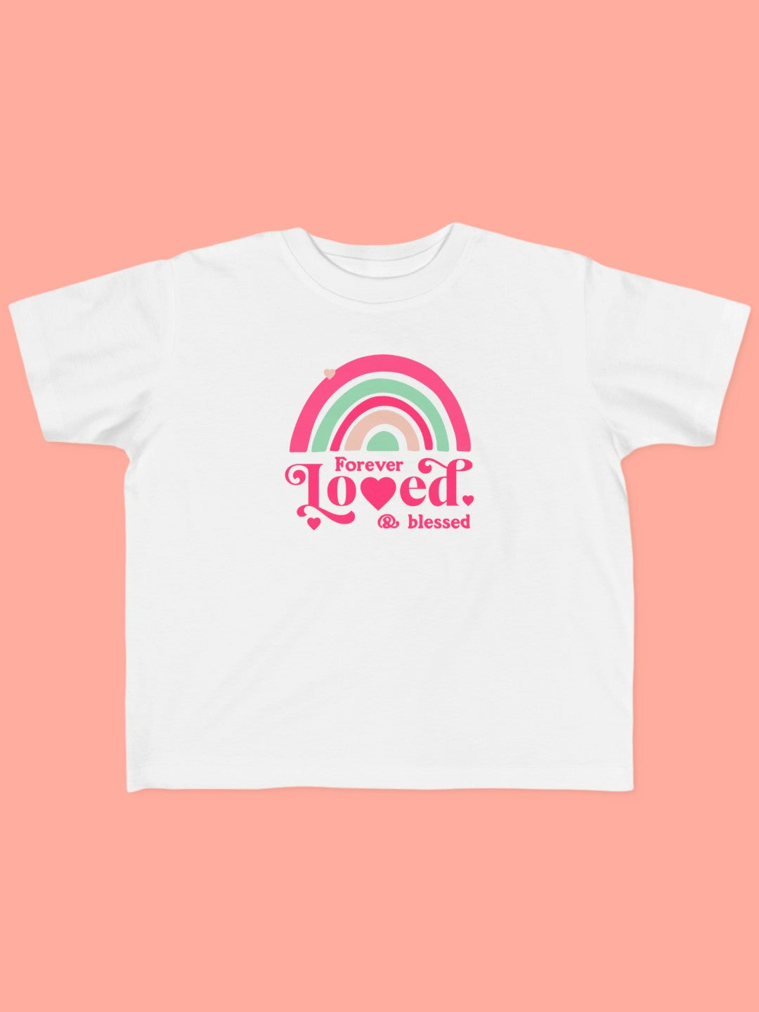 CIASARA cute rainbow toddler t-shirt in white with pink and green rainbow and Forever Loved text