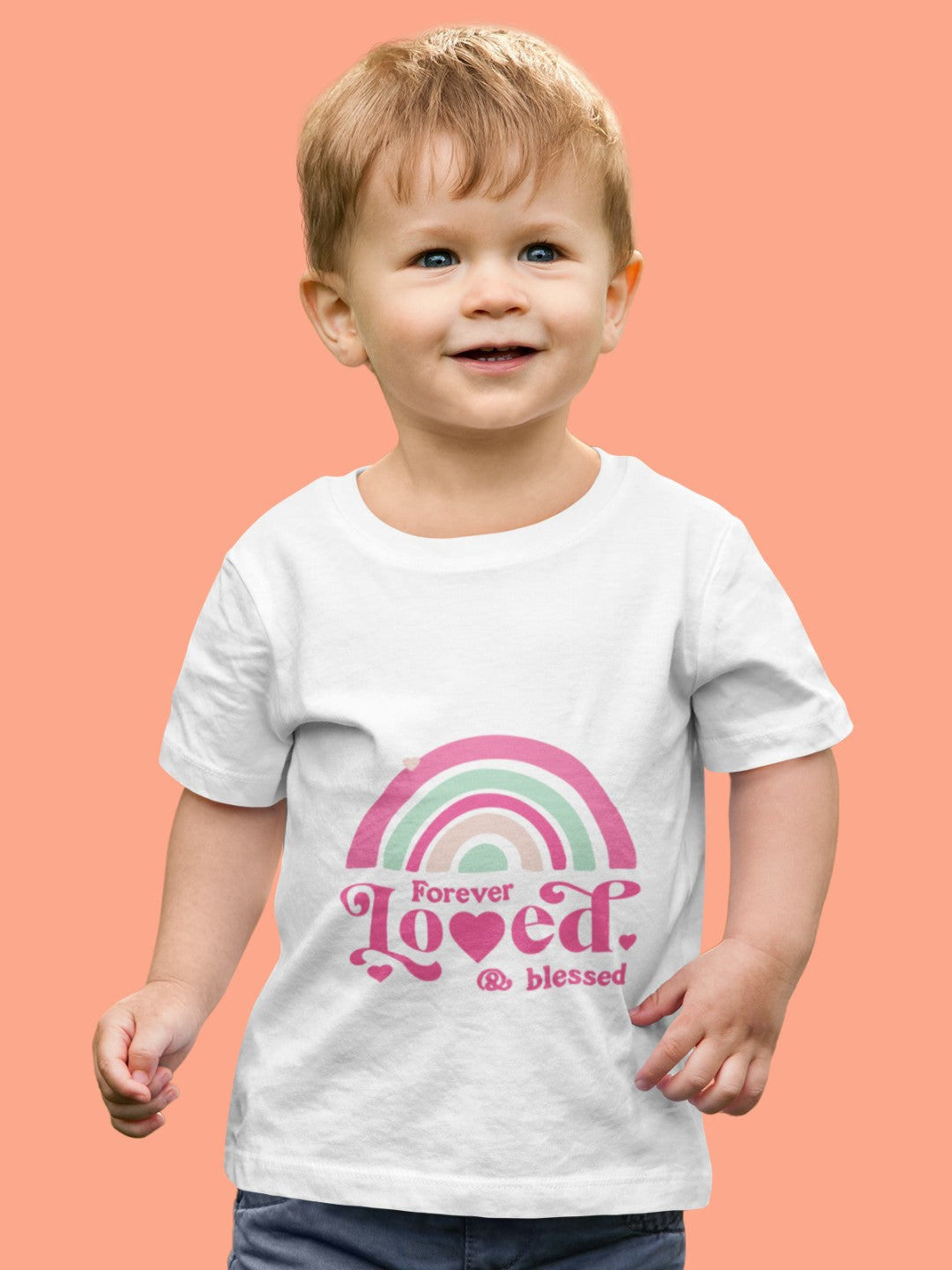 CIASARA cute rainbow toddler t-shirt with pink and green rainbow and Forever Loved text
