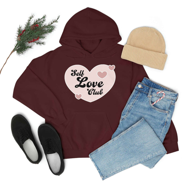 Women's Hooded Sweatshirt Printed with Self Love Club Design