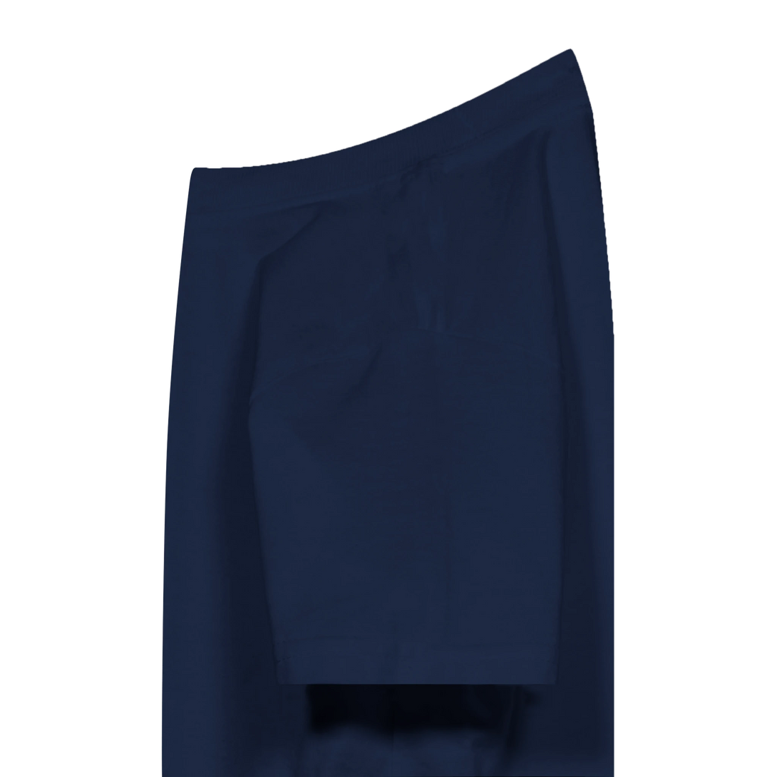 CIASARA navy blue short sleeve t shirt laid flat showing sleeve and hem cute inspirational kids tee for everyday wear