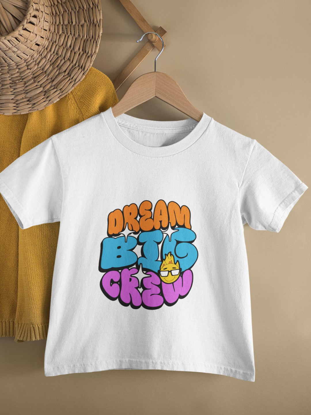 CIASARA motivational toddler t-shirt in white with colorful Dream Big Crew graphic design