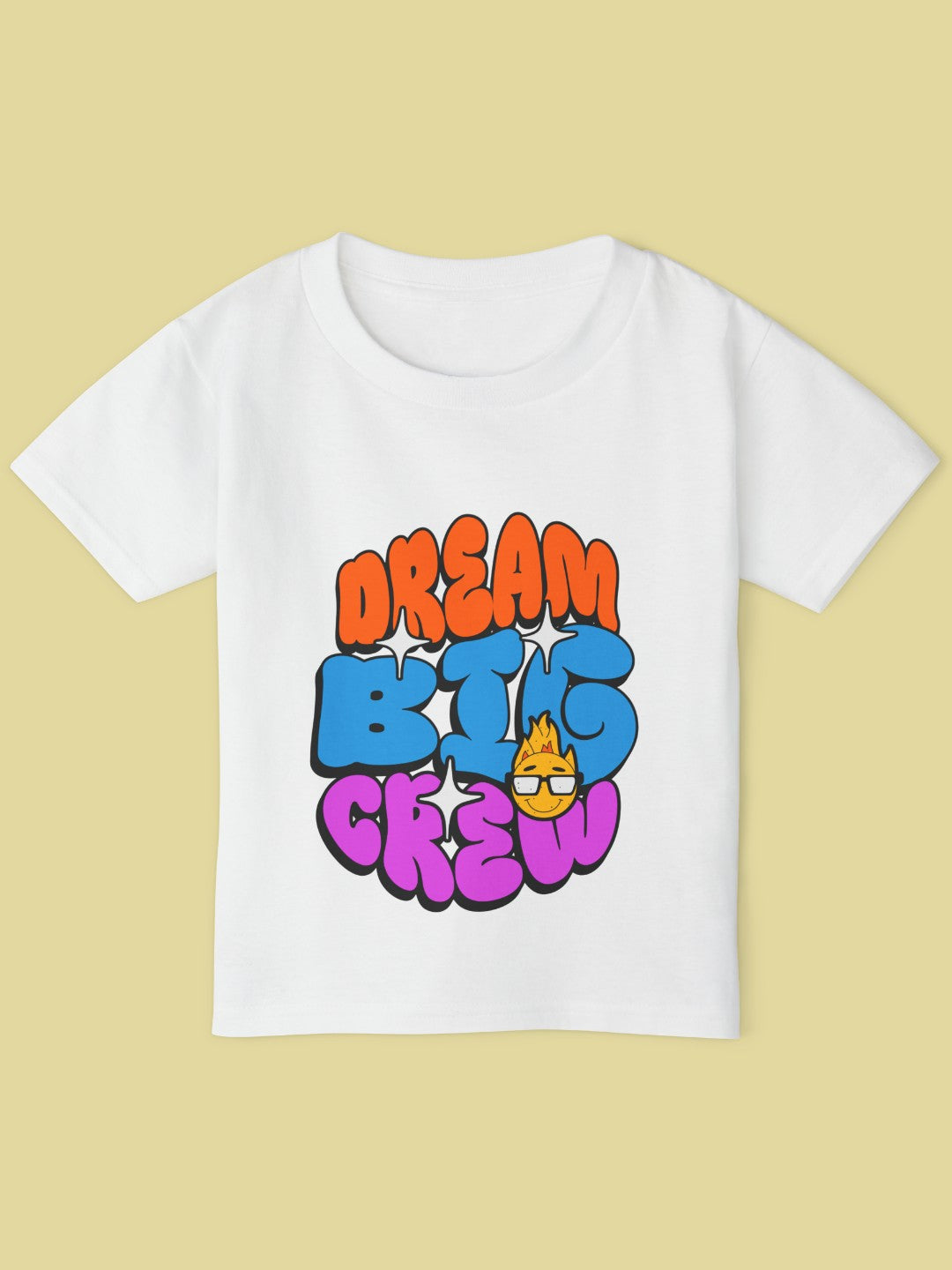 CIASARA motivational toddler t-shirt white with colorful Dream Big Crew graphic print