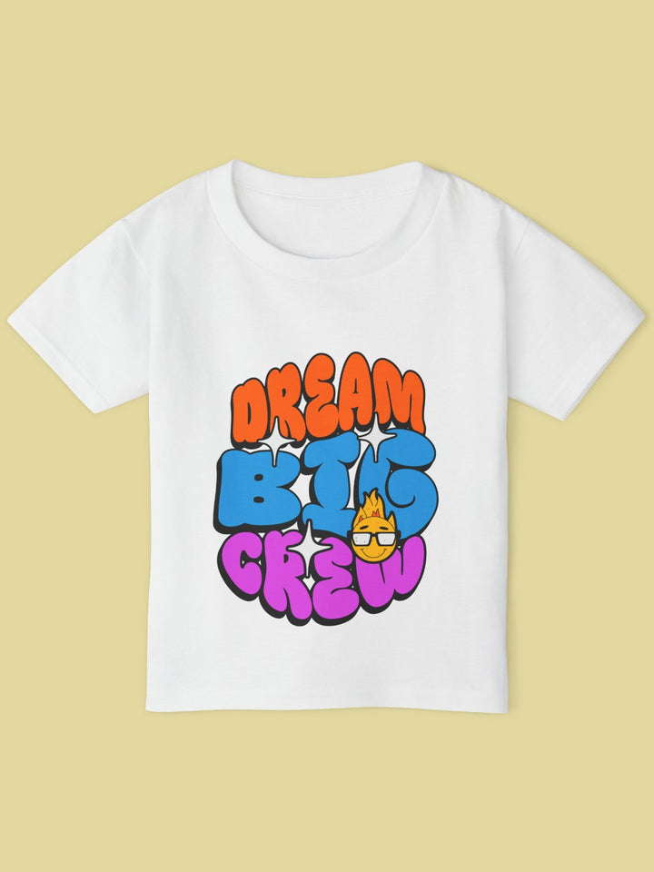 CIASARA motivational toddler t-shirt white with colorful Dream Big Crew graphic print