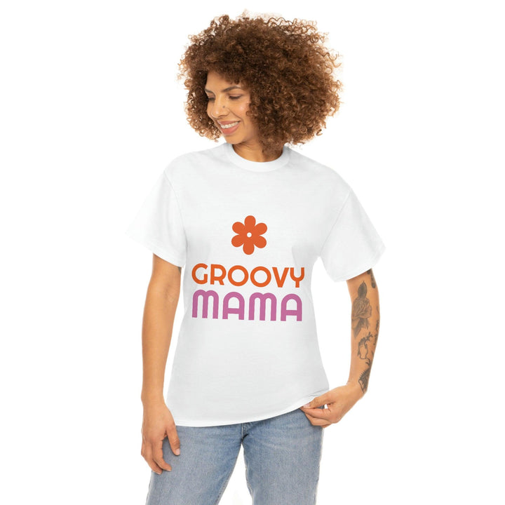 Premium Heavy Cotton Tee for Women with Groovy Mama Design by PopularityPro - CIASARA