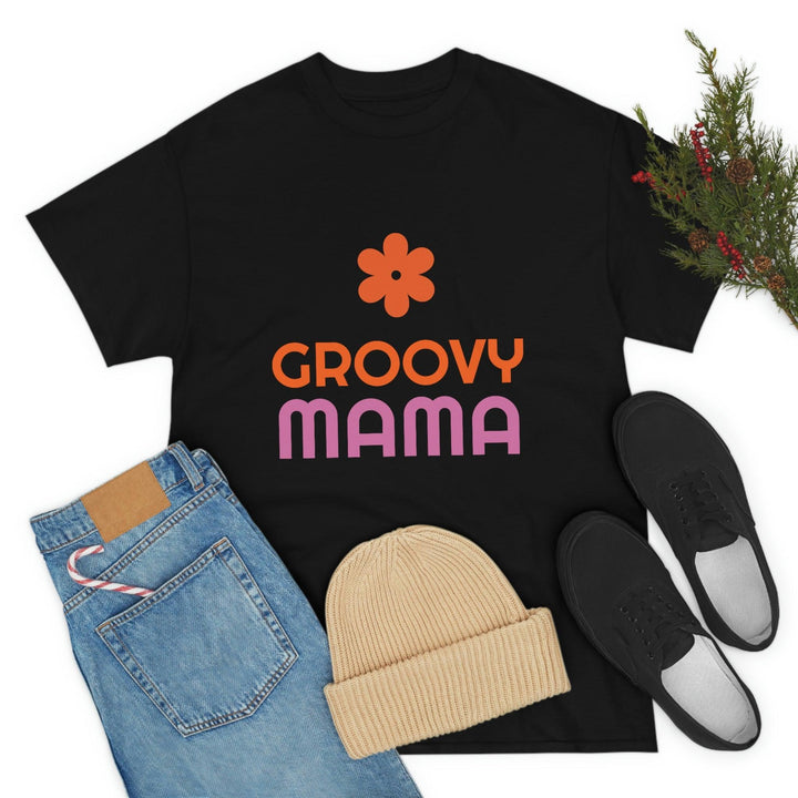 Premium Heavy Cotton Tee for Women with Groovy Mama Design by PopularityPro - CIASARA