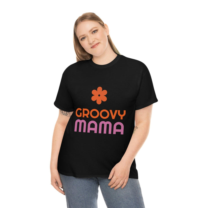 Premium Heavy Cotton Tee for Women with Groovy Mama Design by PopularityPro - CIASARA