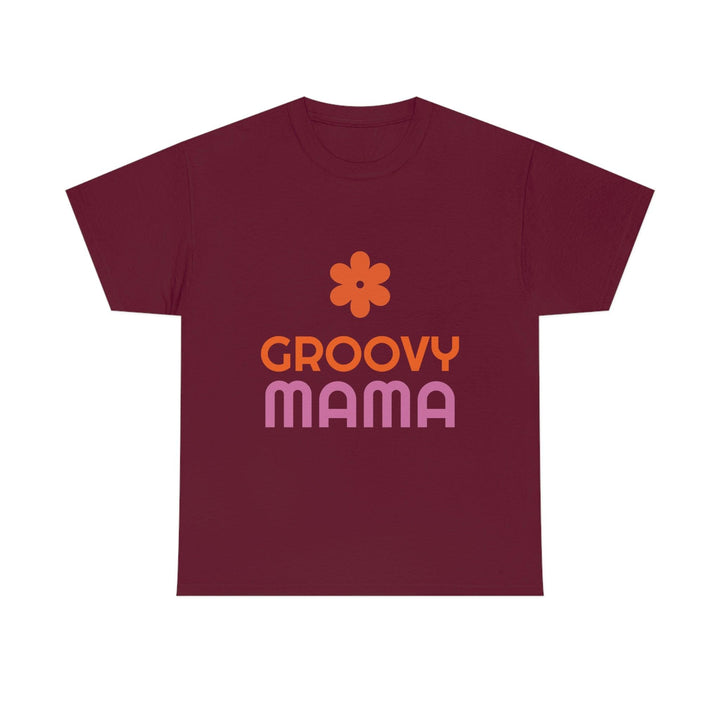 Premium Heavy Cotton Tee for Women with Groovy Mama Design by PopularityPro - CIASARA